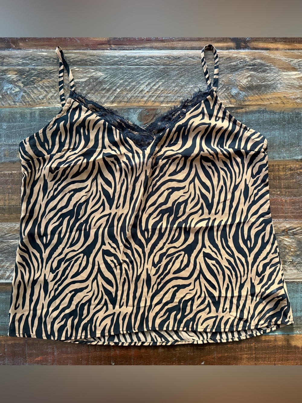 Sofia Jeans Women’s L Brown Black Lace‎ Trim Animal Print Cami | SKU 0323